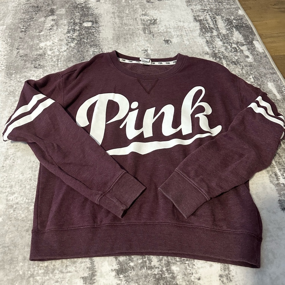 💜Victoria's Secret PINK Burgundy Crewneck💜